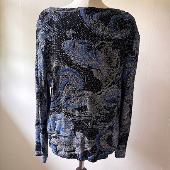 Vintage Onxy Nite Cardigan Set Womens Blue Sparkle Event MOB Made in USA size XL - Picture 2 of 12
